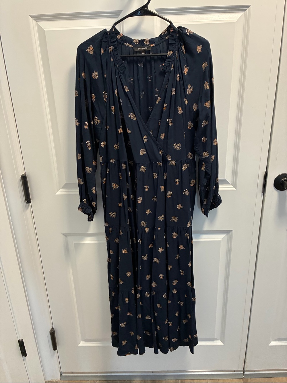 Madewell Navy Floral Maxi Wrap Dress